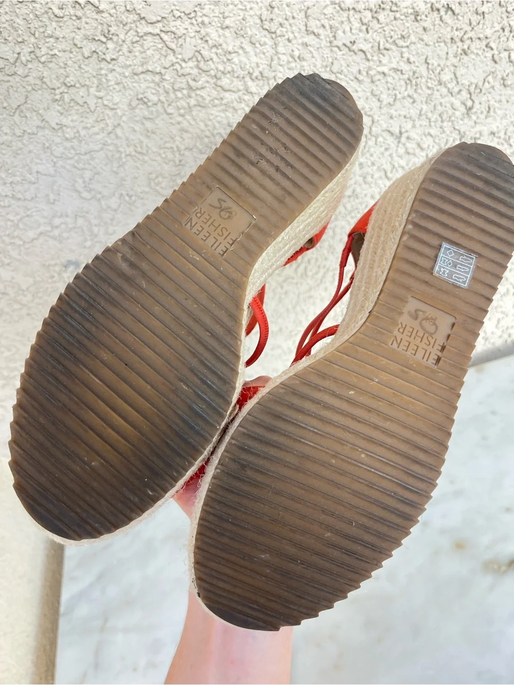 Eileen Fisher Orange sandal wedges espadrilles 8.5